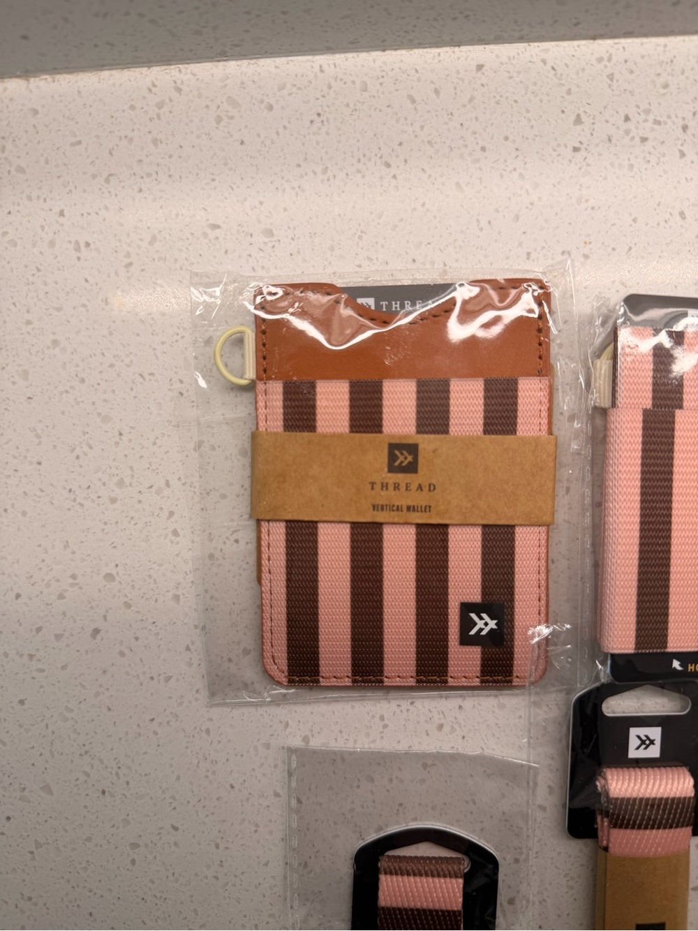 THREAD Pink and Black Striped Lanyard & Wallet Set - Picture 2 of 7
